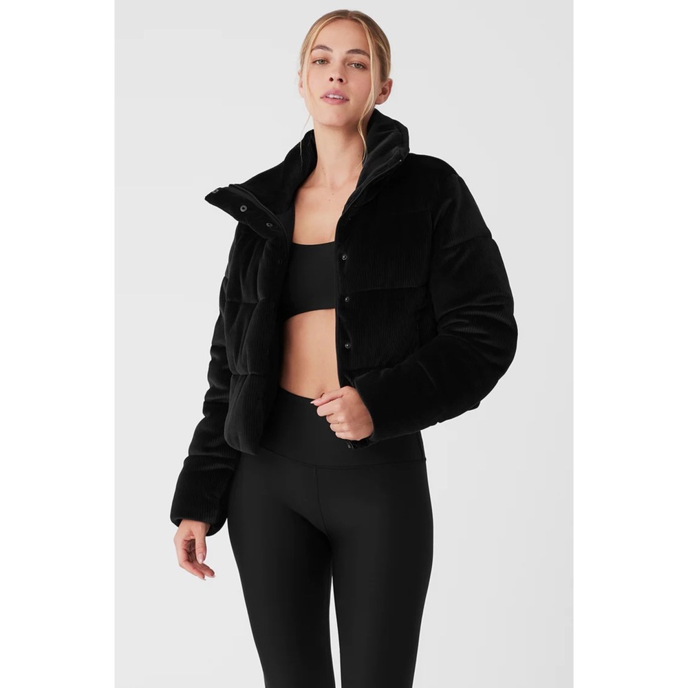 ALO | Ribbed Velour Gold Rush Puffer | Black | Large
